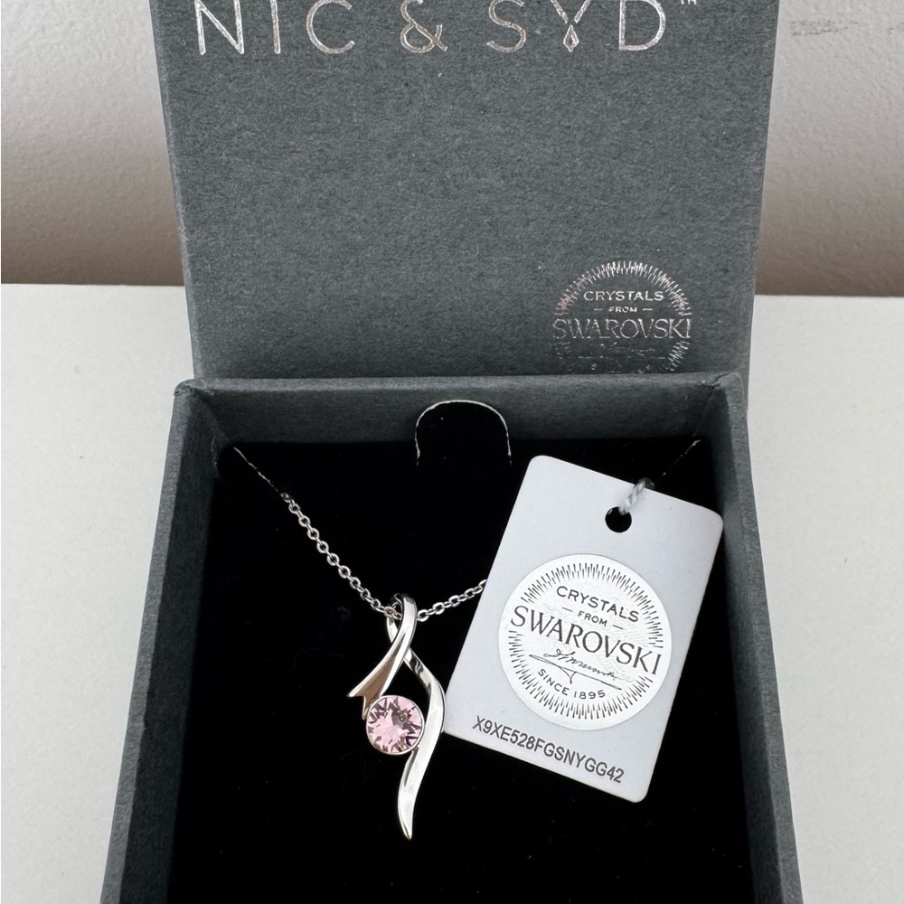 Nic&Syd Swarovski Silver Necklace with Pink Crystal